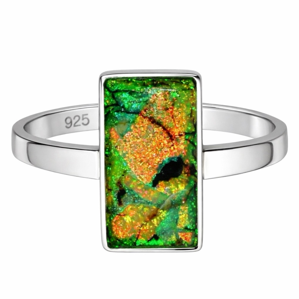 Rectangular Fire Opal~ Rainbow Flash Iridescent S… - image 1